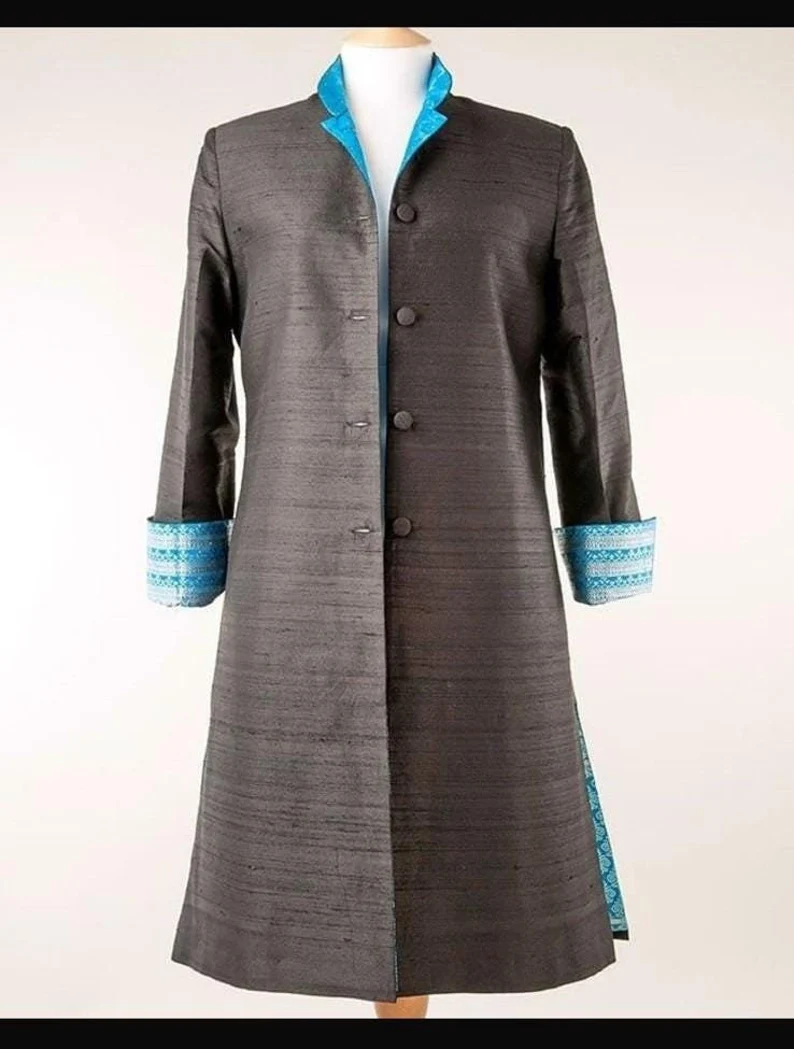 Pink Nehru Collar Coat - Image 2