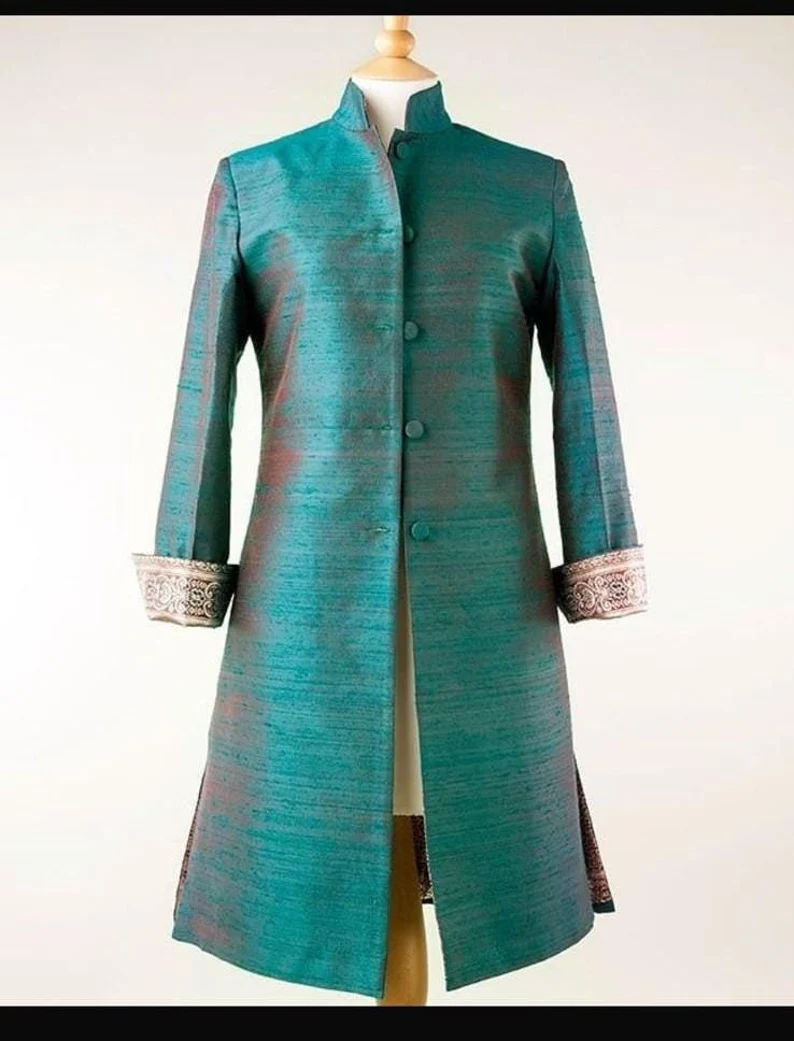 Pink Nehru Collar Coat - Image 3