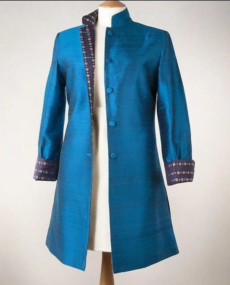Pink Nehru Collar Coat - Image 4