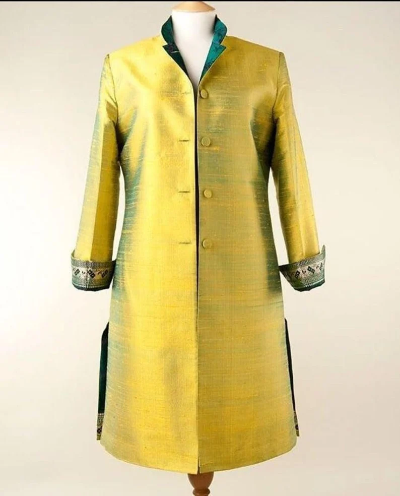Pink Nehru Collar Coat - Image 6