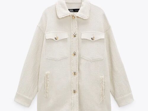 Textured Button-up Overshirt